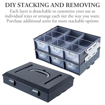 MyGift 11 Inch Classic Gray Tools Hardware and Screw Parts Storage Organizer Case with White Accents, 24 Customizable Compartments, 6 Drawers Removable Dividers - color: Dark Gray