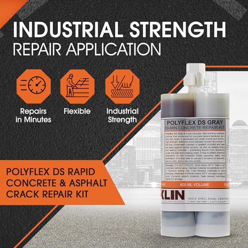 Roklin Systems, Inc. - PolyFlex DS Concrete Crack Filler, Quick-Drying Asphalt Crack Sealer, Floor/Wall Repair Patch Kit Essential, 21 Ounces, Gray - color: Gray, size: 21 Ounce
