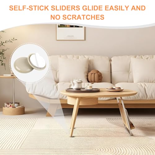 20-Pack Furniture Sliders for Hardwood & Carpet - Heavy Duty Self-Adhesive Moving Pads, Reusable Floor Protectors for Chairs, Tables, Appliances - Easy Glide, No Scratch