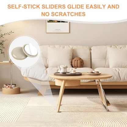 20-Pack Furniture Sliders for Hardwood & Carpet - Heavy Duty Self-Adhesive Moving Pads, Reusable Floor Protectors for Chairs, Tables, Appliances - Easy Glide, No Scratch