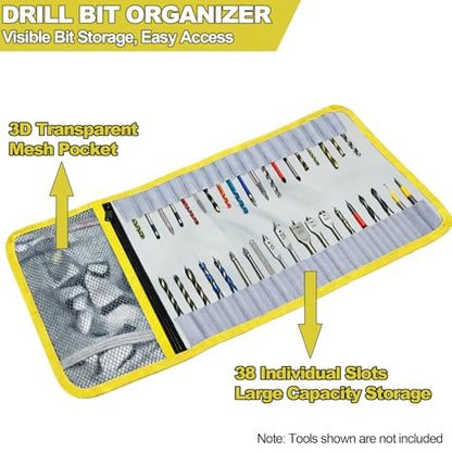 Drill Bit Organizer, Roll Up Drill Bit Storage Organizer Case, Heavy Duty Bit Holder Pouch with Zipper, Tools Organizer Pouch Bag with Snap Spring Closure for Men(Bag Only) – Stocking Stuffers