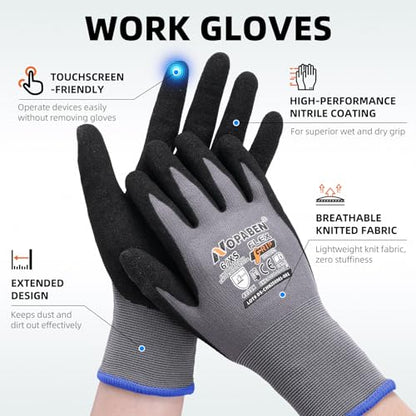 Safety Work Gloves - 7 Pairs, Seamless Knit Glove with MicroFoam Nitrile Coated Smooth Grip on Palm & Fingers for Men and Women, Ideal for General Duty Work(M,Black) - size: Medium, style: 7 Pairs,black