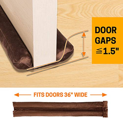 VISEMAN 36 Inch Under Door Stopper-Door Noise Blocker, Double Sided Door Stopper, Machine-Washable - color: Coffee
