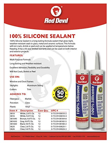 Red Devil 0826 100% Silicone Sealant Architectural Grade, 9.8 oz., clear - color: Clear, size: 9.8 oz, style: Pack of 1
