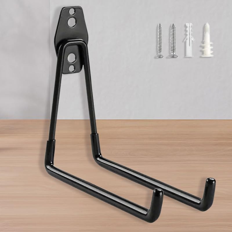 Large Wall-Mounted Garage Organization Rack, Industrial-Grade Garage Storage Hooks, Space-Saving Storage Solution for Ladders, Bicycles, and Tools, Black