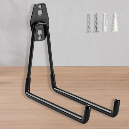 Large Wall-Mounted Garage Organization Rack, Industrial-Grade Garage Storage Hooks, Space-Saving Storage Solution for Ladders, Bicycles, and Tools, Black