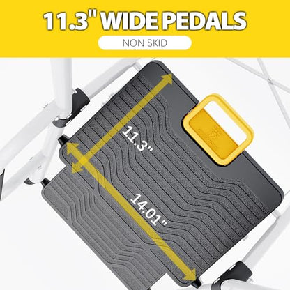 KINGRACK Folding 5-Step Ladder, 800 lbs Capacity Step Stool with Safety Lock, Tool Tray, Non-Skid Wide Steps, Handrail, Household Folding Ladder for Home, Garden, Painting, Outdoor, and Garage, White - size: 5-STEP