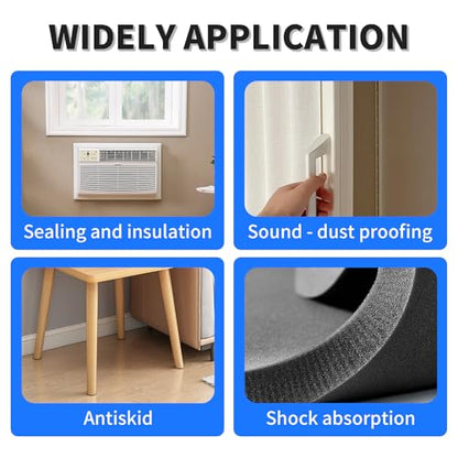 1 Rolls Weather Stripping Door Seal, 3m/9.84Ft L x 10mm W x 5mm T Sealing Foam Tape for Doors Window Automobile, Shockproof Soundproof High Density Adhesive Foam Tape - size: 1pcs 5mm×10mm×9.84Ft(T×W×H)