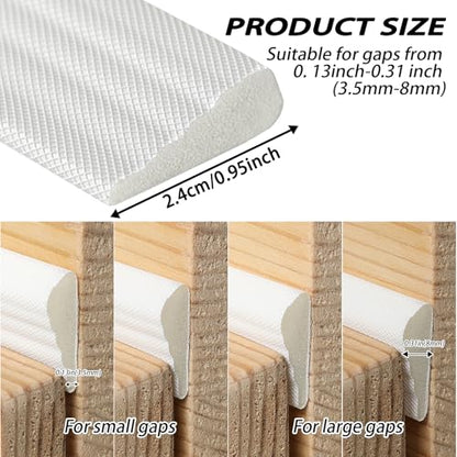 QDiShi 196" Wedge-Shape Weather Stripping Door Seal Weatherproof Foam Seals Self Adhesive Insulation Anti-Collision Strip Soundproofing Frame Insulation Tape Fits 0.13-0.31" Gaps(White) - color: White