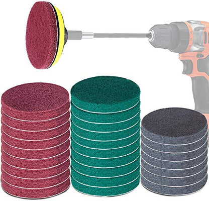 Power Scrub Pads Drill Attachment, GOH DODD 30 Pieces 5 Inch Headlight Restoration Kit Cleaning Kit Scouring Pads with Baker and Universal Shaft for Kitchen, Bathroom, Grout, Carpet, Tub, Grill,Tile - size: 5 Inch 30 Pieces
