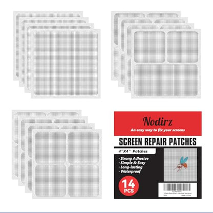 14 Sheets Window Screen Patches Repair Kit, 3 Sizes Window Screen Repair Kit for Mesh Screen Door, Strong Adhesive Fiberglass Quick Screen Repair Tape (Gray)