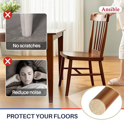 Ansible 60 PCS Felt Furniture Pads 1", Felt Pads for Chair Leg Floor Protectors for Hardwood Floors Round (Beige) - size: 60 PCS 1" Beige, Round