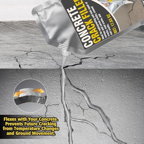 500g Concrete Crack Filler, High Elasticity Liquid Cement Crack Filler, Self-Leveling Waterproof Repair Sealant for Driveway, Walkway, Patio, Hole -Quick Drying, Permanent Fix (Concrete Crack Filler)