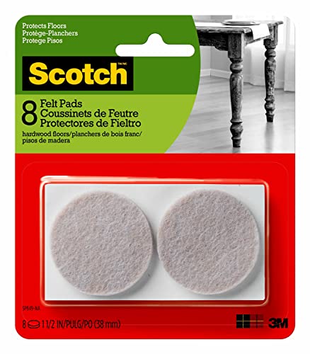 Scotch Felt Pads, Felt Furniture Pads for Protecting Hardwood Floors, Round, Beige, 1.5-in Diameter, 48 Pads - style: 48 Pads