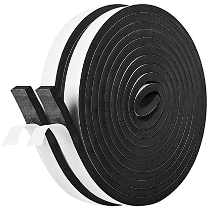 Kikerike Self Adhesive Foam Tape Weatherstrip 1In x 3/8In x 33Ft High Density Foam Insulation Strips Seal Weather Stripping with Strong Adhesive for Door and Window Sound Isolation Soundproofing - size: 1in X 3/8in X 33ft