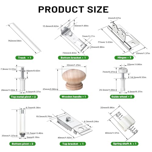 30IN Bi-fold Door Track Kit, 1Kit White Bi-fold Door Hardware Closet Door Track Repair Tool Kit Included Full Accessories - size: 30IN - 1Kit