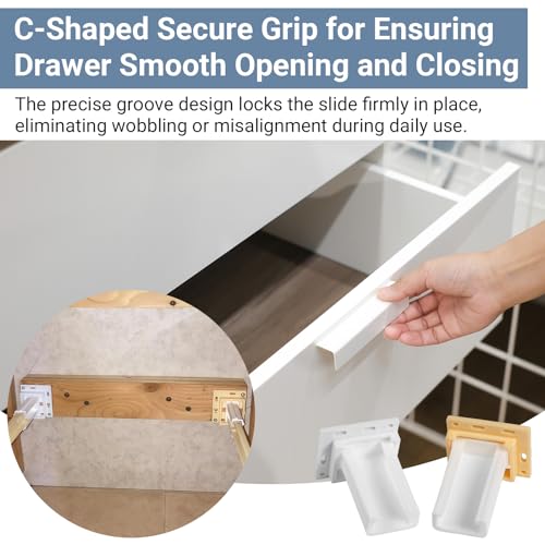 2 Pack Drawer Slide Socket Set for 1" Drawer Slides C-Shaped Adjustable H305 Drawer Rail Bracket with Screws Adjustable Base, Heavy-Duty Plastic Drawer Socket for RV Drawers Cabinet & Furniture