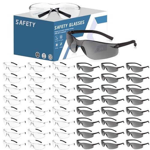 50 Pack Bulk Safety Glasses Clear Lens ANSI Z87.1 Safety Glasses for Women Men Eye Protection Glasses with Scratch and Impact Resistant for Construction and Laboratory - color: 118-50pc Mixed