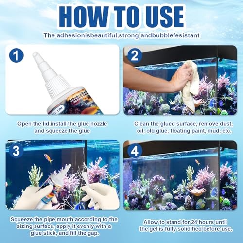 JAOJAO Aquarium Safe Silicone, Aquarium Silicone Clear Underwater Sealant Marine Waterproof Strong Adhesion Good Flexibility Underwater Bonding for Fish Tank, Pools Transparent, 120ml - color: Transparent