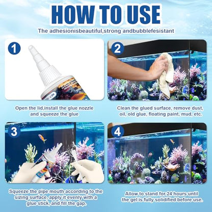 JAOJAO Aquarium Safe Silicone, Aquarium Silicone Clear Underwater Sealant Marine Waterproof Strong Adhesion Good Flexibility Underwater Bonding for Fish Tank, Pools Transparent, 120ml - color: Transparent