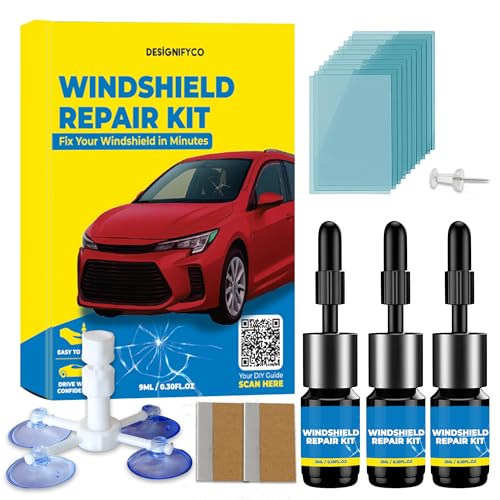 Windshield Crack Repair Kit 3 Bottles Nano Quick and Efficiency Glass Repair Liquid for Cracks Glass Fixing Chips,Bullseye, Star-Shaped,Windshield Scratch Remover