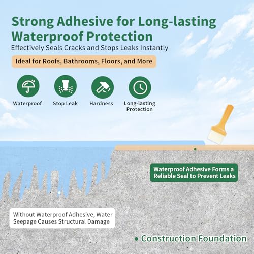 YKF 34oz Clear Transparent Waterproof Sealant, Water-Based Invisible Repairing Leak Agent for Roofs, Walls, Bathroom, Kitchen, Garden, Indoor & Outdoor Waterproof Coating - style: Crystal Clear 34 OZ