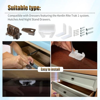 11 Set R 7321 Track Guide and Glides Replacement,Drawer track guide kit Compatible with Kenlin Rite Trak 1 system, Drawer Hardware to repair Furniture for Dressers, Hutches & Nightstand Drawer Systems