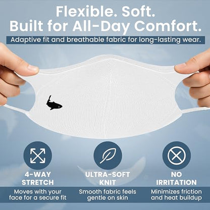 INHERENT Premium Traveler's Face Mask with Anti-Odor SILVERbac | Reusable, Adjustable, Comfortable - style: White - Large