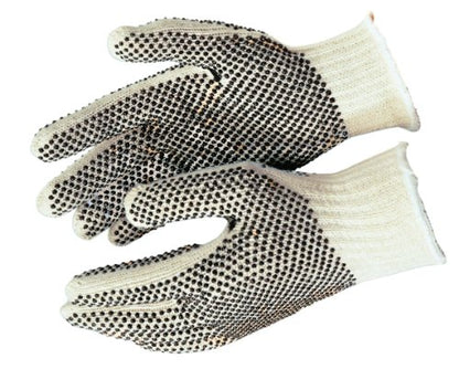 MCR Safety 9660M Cotton/Polyester 7 Gauge String Knitted Multi-Purpose Gloves with Yellow Hemmed Cuff, Natural, Medium, 1-Pair