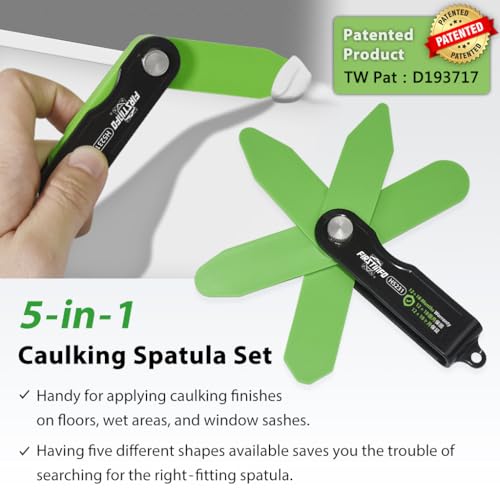 FIRSTINFO Patented 5-in-1 Folding Silicone Caulk Scraper Spatula Sealant Finishing Tool Smooth Caulk Tool