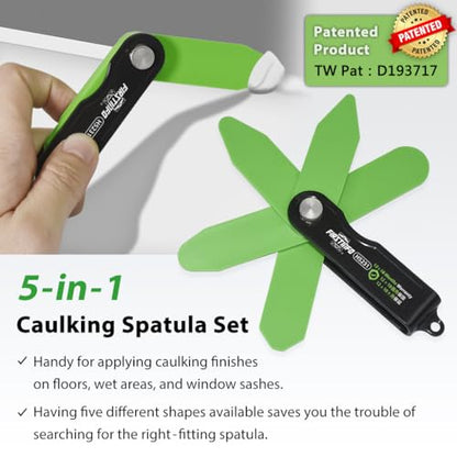 FIRSTINFO Patented 5-in-1 Folding Silicone Caulk Scraper Spatula Sealant Finishing Tool Smooth Caulk Tool