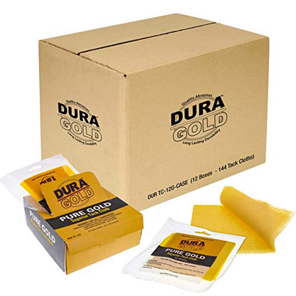 Dura-Gold - Pure Gold Superior Tack Cloth (Case of 144) Woodworking, Automotive Paint, Tack Cloth Autobody Painting, Painters Cloths, Dust Rags, Stain Rags, Wood Staining Pads, Tac Cloths, Tacky Towel - size: 12 Count (Pack of 12)