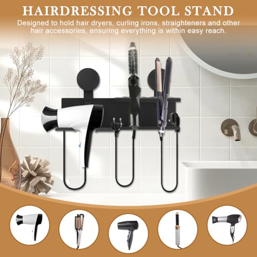 Hair Dryer Holder, Bathroom Hair Accessories Tools Organizer Wall Mounted, Blow Dryer Hanger for Curling Iron, Straightener(Grey)