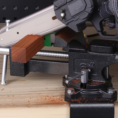 Bench Vise, 6" Jaw Width, Table Vise For Workbench,2-in-1 Multi-Purpose Heavy Duty Bench Vice With Two Multifunctional Jaws, 270° Swivel Base Home Vise for Woodworking, Welding and DIY
