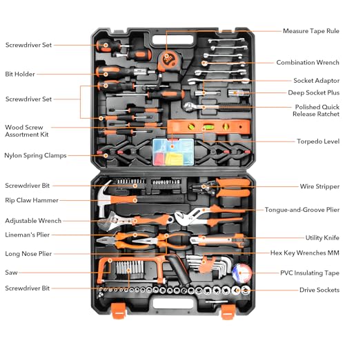 Home Tool Kit 157PCS Basic Household Auto Repair Tool Set Car Toolbox General Hand Tool Kit for Home Men Women DIY with Plastic Toolbox Storage Case Pliers Wrench Combination - color: GJX157S