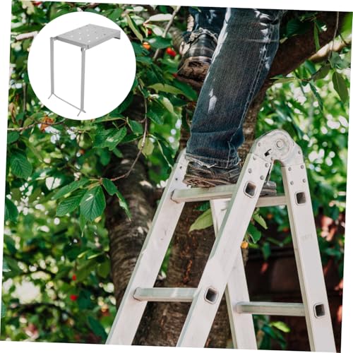 Holibanna Portable Iron Work Platform Sturdy Folding Ladder Holder Integrated Tool Tray for Easy Access Various Work Environments Platform for Home and
