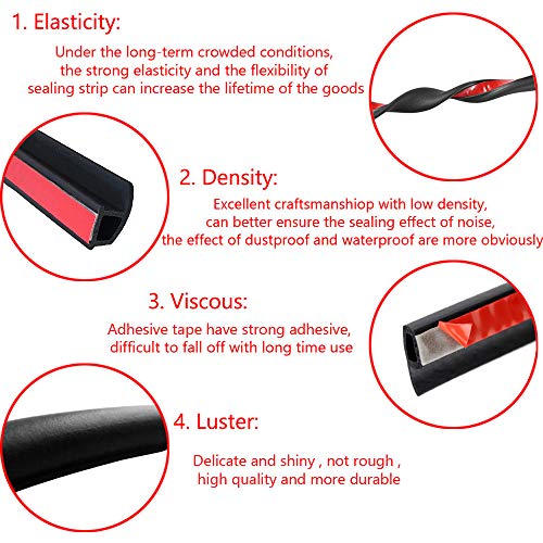 ESUPPORT 157" 4M P Shape Car Door Window Trim Edge Moulding Rubber Weatherstrip Seal Strip Auto Vehicle