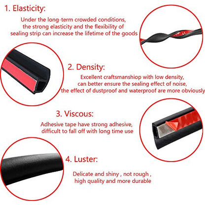 ESUPPORT 157" 4M P Shape Car Door Window Trim Edge Moulding Rubber Weatherstrip Seal Strip Auto Vehicle