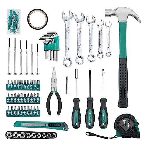 CARTMAN 148 Piece Automotive and Household Tool Set Perfect for Car Enthusiasts and DIY Home Repairs Green - color: Green