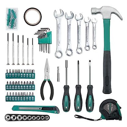 CARTMAN 148 Piece Automotive and Household Tool Set Perfect for Car Enthusiasts and DIY Home Repairs Green - color: Green