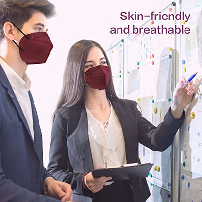 Miuphro KN95 Face Mask, 5-Layer Design Cup Dust Safety KN95 Masks 25 Pack, Red - color: Red
