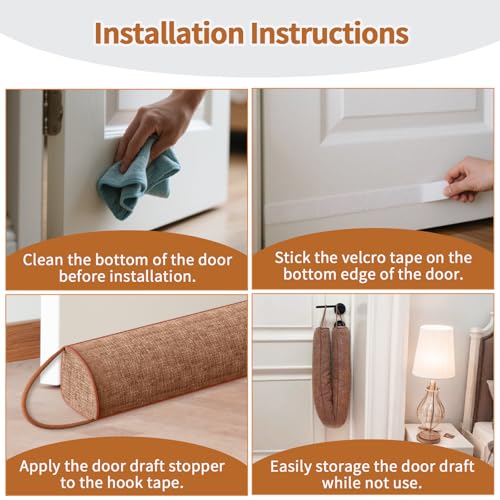 QUOLIX Triangle Under Door Draft Stopper Bottom Door Gap Filler & Seal Windproof Coating Cover Fits 30” to 36” Door Block Noise, Sound, Hot Air, Light, Bugs Easy Install Draft Blocker (32 inch-Brown) - size: 32-Brown