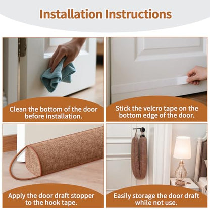 QUOLIX Triangle Under Door Draft Stopper Bottom Door Gap Filler & Seal Windproof Coating Cover Fits 30” to 36” Door Block Noise, Sound, Hot Air, Light, Bugs Easy Install Draft Blocker (38inch-Brown) - size: 38-Brown