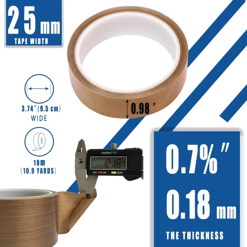 High Temperature Teflon Tape 1 inch x 33 feet PTFE Adhesive Teflon Tape - Fits Weston,FoodSaver, Seal A Meal, Cabellas Vacuum