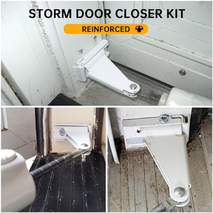 Reinforced Storm Door Closer Bracket Kit Compatible with Andersen, Emco, Larson,Pella,40201 Door Repair Kit, Screen Door Closer Replacement Part for Storm Door, White