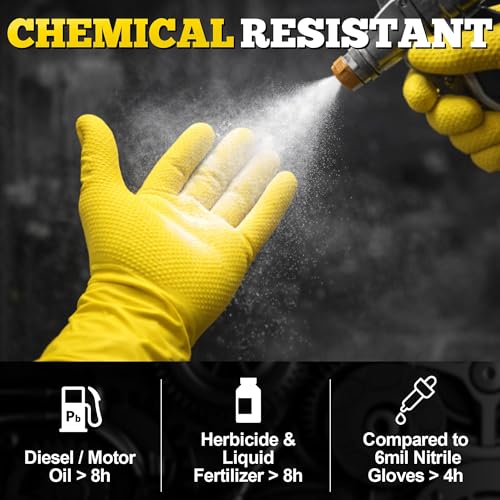 TitanFlex Heavy Duty Industrial Nitrile Gloves with Raised Diamond Texture, 8-mil, Latex Free (Green/Dark Green/Yellow) - color: 08 Yellow (100ct), size: Medium
