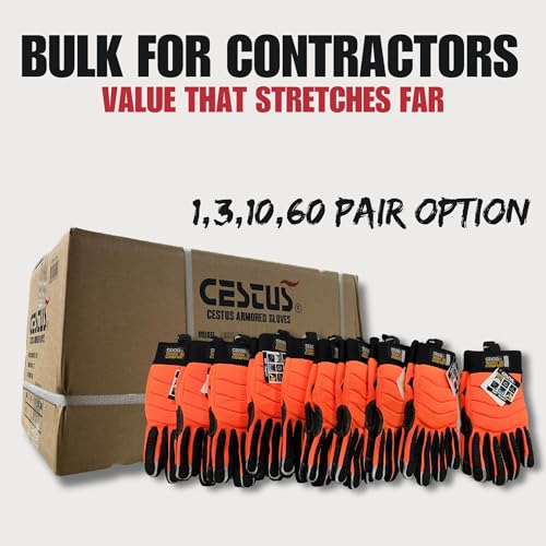 Cestus 8015, Impact Gloves, Reflective Fingertips, Canvas Palm (1,3,10,60 pairs) - size: 3X-Large, style: 1 Pair