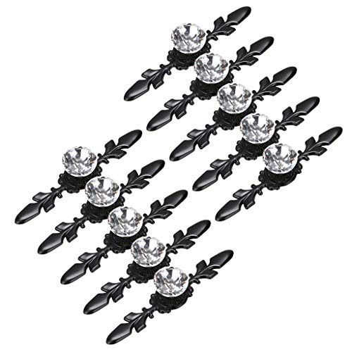 Sumnacon 10 Pcs 4.7" Drawer Dresser Knobs Pull Handles - Crystal Glass Diamond Decorative Knobs with Plate, Cabinet Cupboard Door Knobs with Screws for Kitchen Bathroom Office Decoration, Black - color: Black, size: 4.7 Inch