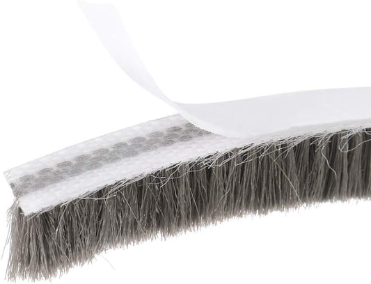 Brush Weather Stripping 7mmx8mm Self Adhesive Sealing Windproof Seal Strip Length 5M Weatherstrip Sweep Brushes for Door Window Gray - color: Length 5M, size: 7mmx8mm(Gray)