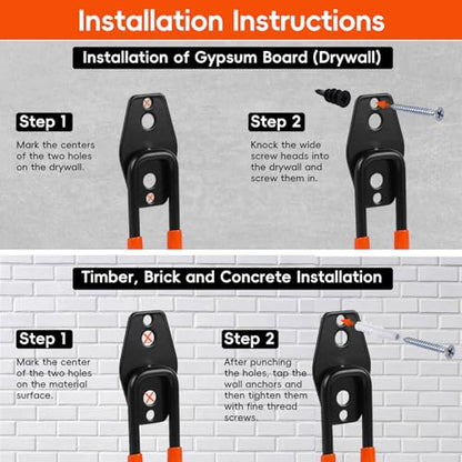 Garage Hooks, 12 Pack Heavy Duty Steel Utility Hooks for Hanging, Wall Mount Garage Storage Hooks for Tools, Ladders, Bikes, Bulky Items, Orange - size: 12 Pack